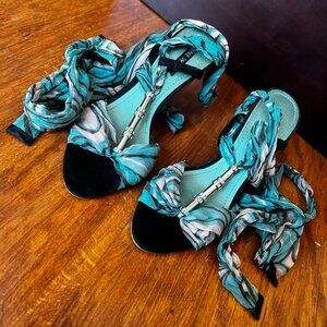 Nine West Scarf Wrap Lace-Up Gladiator Style Sandal Heels NWOT